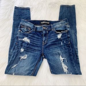 EXPRESS | Distressed Blue Mia Mid Rise Legging 8R